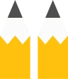 A small icon of two pencils, each pointed up, in front of a plain background A small icon of two pencils, each pointed up, in front of a plain background