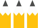 A small icon of three pencils, each pointed up, in front of a plain background A small icon of three pencils, each pointed up, in front of a plain background